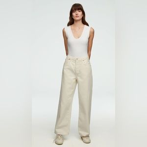 AGOLDE Wide Leg Baggy Jeans Pants White Cream Beige